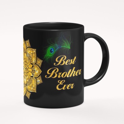 Gift4You Best Brother Ever Quote Coffee Cup Gifts for Brothers, Rakhi Gift for Brother Ceramic Coffee Mug(330 ml)