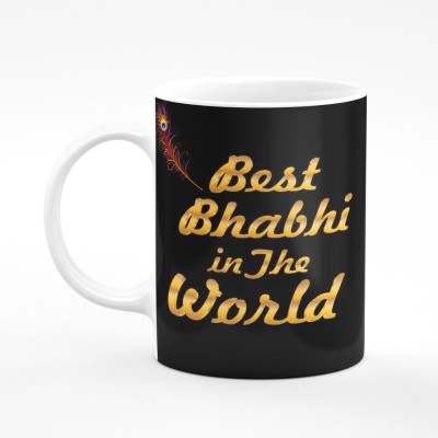 Gift4You The Best Bhabhi in The World Ideal and Sweet Gift for Sister in Law Bhabhi and Daughter in Law Printed White Tea Cup and Coffee Cup Ceramic Coffee Mug(330 ml)