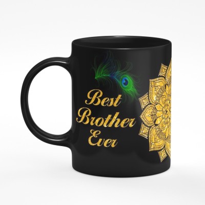 Gift4You Best Brother Ever Quote Coffee Cup Gifts for Brothers, Rakhi Gift for Brother Ceramic Coffee Mug(330 ml)