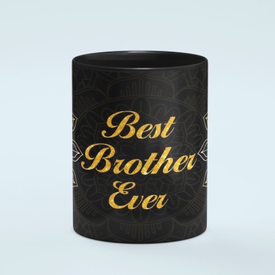 Gift4You Best Brother Ever Black Printed Cup Birthday Gift for Brother, Gift for Brother Birthday Unique Gift, Rakshabandhan Gifts for Brother Ceramic Coffee Mug(330 ml)