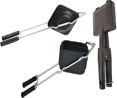 HM EVOTEK Nonstick Grill Sandwich Toaster Plus Silicone Brush Grill(Silver, Black)