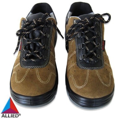 Allied Steel Toe Genuine Leather Safety Shoe(Beige, Blue, Grey, S1, SRC, Size 6)