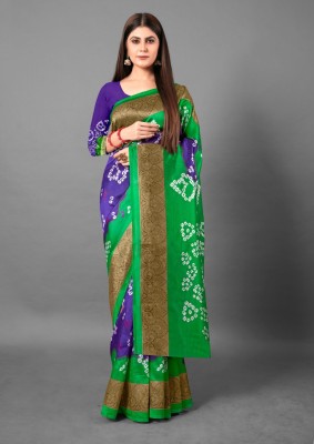 Ratnavati Printed Bandhani Art Silk Saree(Purple)