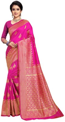 Kimisha Woven Kanjivaram Silk Blend Saree(Pink)