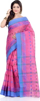 Desh Bidesh Self Design Jamdani Pure Cotton Saree(Pink)
