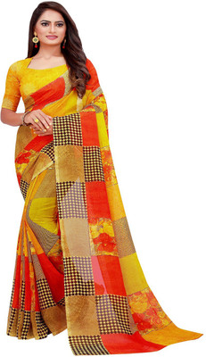 Suntex Printed Bandhani Georgette Saree(Orange)