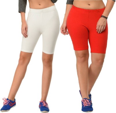 Ullas Solid Women Reversible White, Red Cycling Shorts