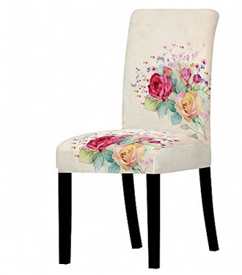 HOUSE OF QUIRK Polyester Floral Chair Cover(White Rose Pack of 1)