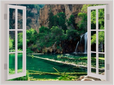 DreamKraft 61 cm Beautiful Natural Water Fall Window Illution Wall Sticker Self Adhesive Sticker(Pack of 1)