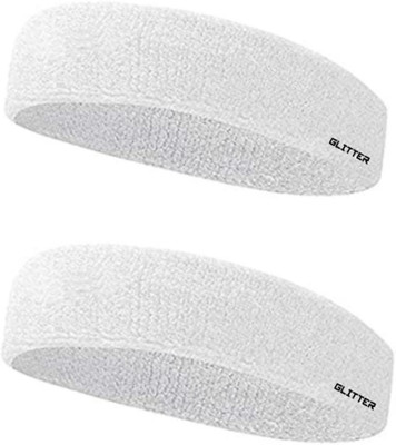 Glitter Non Slip Moisture Wicking Work Out Cotton Headband For Men's & Women's Headband Head Support(White)