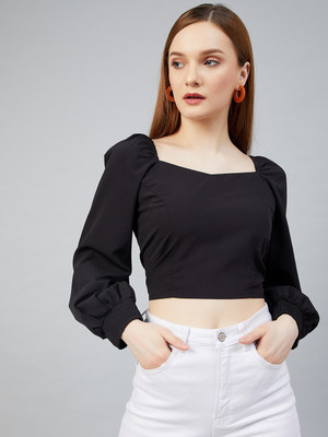 RARE Casual Printed Women Black Top