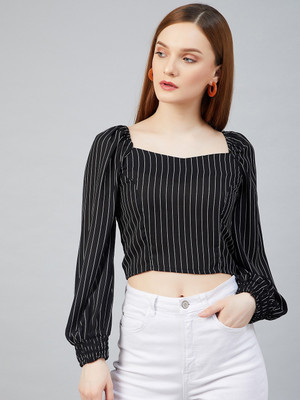 RARE Casual Printed Women Black Top