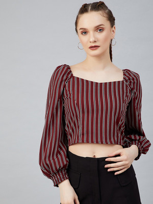 RARE Casual Printed Women Maroon Top