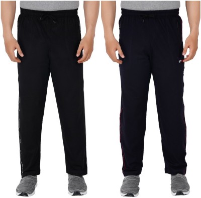 FEEL TRACK Self Design Men Black, Dark Blue Track Pants