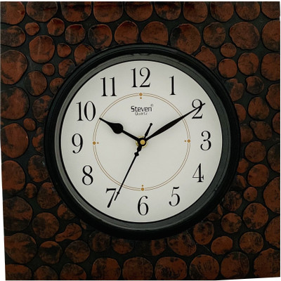 steven quartz llp Analog 26 cm X 26 cm Wall Clock(Brown, With Glass, Standard)
