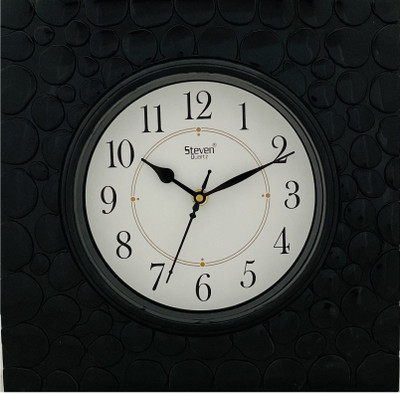 steven quartz llp Analog 26 cm X 26 cm Wall Clock(Black, With Glass, Standard)
