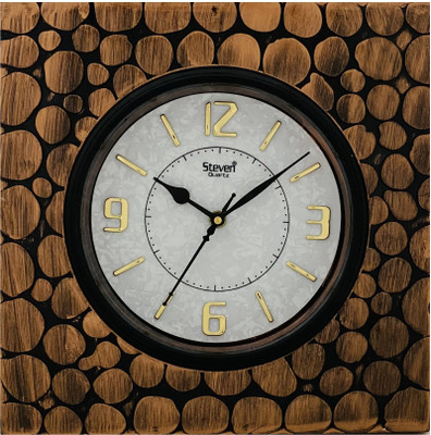 steven quartz llp Analog 26 cm X 26 cm Wall Clock(Orange, With Glass, Standard)