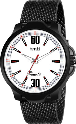 HMTI HM-2507 White All Black Mesh Silicone Strap With Water Resistant Analog Watch  - For Men