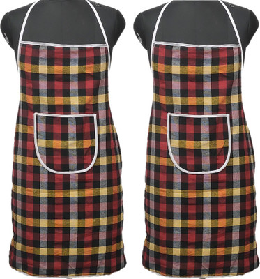 JMI Cotton Chef's Apron - Free Size(Red, Pack of 2)