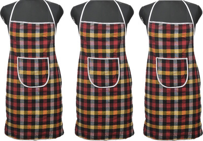 JMI Cotton Home Use Apron - Free Size(Multicolor, Pack of 3)