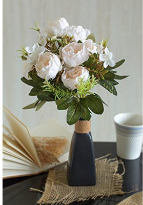 Satyam Kraft Artificial Lovely Rose Peony Flowers Stick, Bunch for Home Decoration and Craft.(white) White Rose Artificial Flower(14 inch, Pack of 1) Flipkart