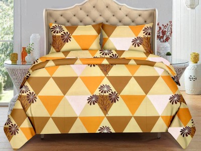 STYLE ELEGANCE 160 TC Cotton Double Geometric Flat Bedsheet(Pack of 1, Yellow)