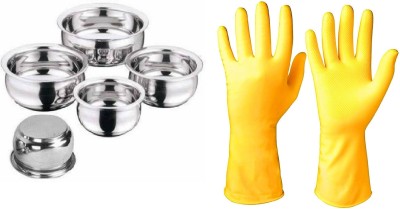 RBGIIT Stainless Steel, Silicone Mixing Bowl(Pack of 6, Silver, Yellow)