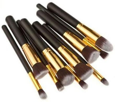 Pindara 10 Pcs Makeup Brushes Soft Synthetic BLACK BRUSH (Pack of 10)(Pack of 10)