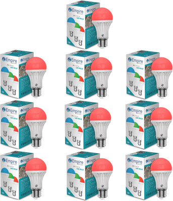 empire electrotech 3 W Basic Round E27 LED Bulb(Red, Pack of 10)