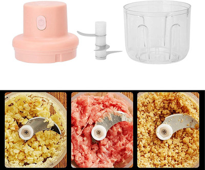 VVG TRADERS portable USB Rechargeable Electric Vegetable Onion Garlic Ginger Cutter Food Chopper Mini Slicer, Food Processor Food Processor 250ml,Grainder Vegetable & Fruit Chopper(1)