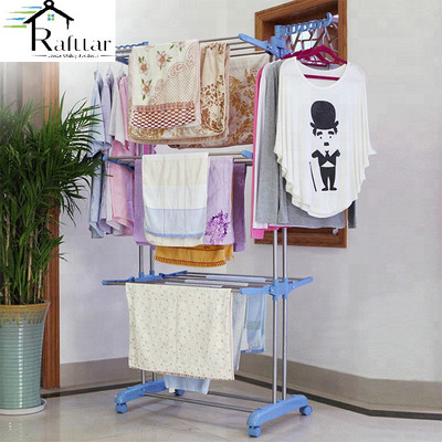 RAFTTAR Steel, Plastic Floor Cloth Dryer Stand Foldable and Lightweight 004(3 Tier)