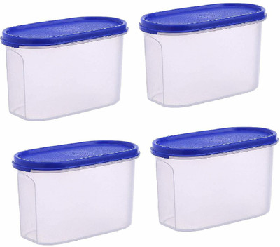 OMORTEX Plastic Grocery Container  - 1000 ml(Pack of 4, Blue, Clear)