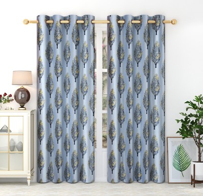 Homefab India 274.5 cm (9 ft) Polyester Semi Transparent Long Door Curtain (Pack Of 2)(Floral, Grey)