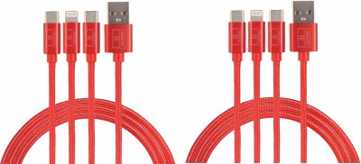 Electronio Micro USB Cable 2 A 1 m Set of Two Unbreakable Tough USB Data Sync & Charging(Compatible with Android Phones, Smart Phones, Tablet, USB Charging, Red, Pack of: 2)