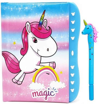 TECHNOCHITRA Uneecorn Printed Password Lock Diary A5 Notebook ruled 55 Pages(Multicolor)