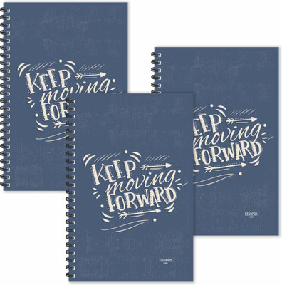 ESCAPER Keep Moving Forward (Ruled - A5 Size - SUPER SAVER Pack of 3 Diaries) Designer Motivational Diaries | Quotes on Diaries A5 Diary Ruled 160 Pages(Blue,white, Pack of 3)