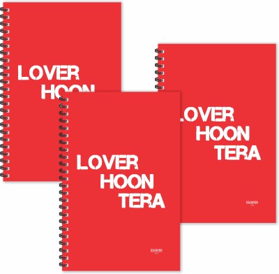 ESCAPER Lover Hoon Tera Hindi Quotes Diaries (Ruled - A5 Size - SUPER SAVER Pack of 3 Diaries) | Slogan Diaries | Quotes on Diaries | Funny Quotes Diaries A5 Diary Ruled 160 Pages(Red,white, Pack of 3)