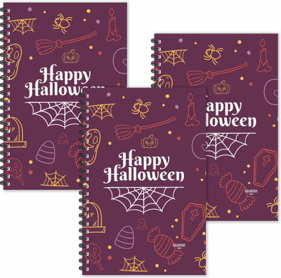 ESCAPER Happy Halloween Doodle Diaries (Ruled - A5 Size - SUPER SAVER Pack of 3 Diaries) | Halloween Theme Diaries | Halloween Diaries A5 Diary Ruled 160 Pages(Multicolor, Pack of 3)