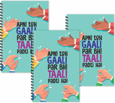ESCAPER Apni Toh Gali Par Bhi Tali Padti Hai Hindi Quotes Diaries (Ruled - A5 Size - SUPER SAVER Pack of 3 Diaries) | Slogan Diaries | Funny Quotes Diaries A5 Diary Ruled 160 Pages(Multicolor, Pack of 3)