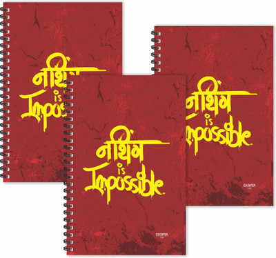 ESCAPER Nothing Is Impossible Hindi Quotes Diaries (Ruled - A5 Size - SUPER SAVER Pack of 3 Diaries) | Slogan Diaries | Quotes on Diaries | Funny Quotes Diaries A5 Diary Ruled 160 Pages(yellow ,red, Pack of 3)