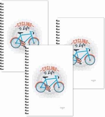 ESCAPER Cycling is Life (Ruled - A5 Size - SUPER SAVER Pack of 3 Diaries) Designer Motivational Diaries | Quotes on Diaries | Cycle Diaries | Health Diaries A5 Diary Ruled 160 Pages(Multicolor, Pack of 3)