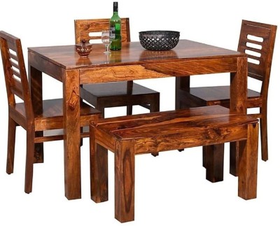 THE WOODEN CITY Rosewood (Sheesham) Solid Wood 4 Seater Dining Set(Finish Color -honey, DIY(Do-It-Yourself))