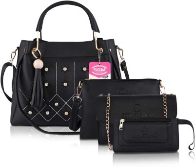 SGM Fashion Women Black Handbag(Pack of: 4)