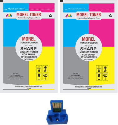 MOREL MX 235AT TONER POWDER (375G) 2PKT WITH TONER CHIP FOR USE IN SHARP 275/255 / M276 / M236 5618/5620 / 5623 PHOTOCOPIER ( POUCH-2, CHIP-1) Black Ink Cartridge
