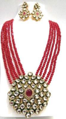 jatin imitation Metal Gold-plated Red Jewellery Set(Pack of 1)