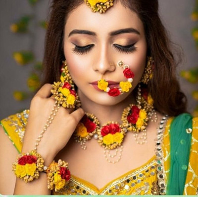 Arihant Shop Fabric Red, Yellow, Gold Jewellery Set(Pack of 1)