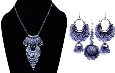 Oxidized Heaven Alloy Silver Jewellery Set(Pack of 1)