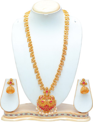 Ethnicking Alloy Gold-plated Gold, Pink Jewellery Set(Pack of 1)