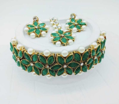 jatin imitation Metal, Mother of Pearl Copper Green Jewellery Set(Pack of 1)