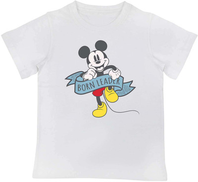 Mickey Mouse Family Boys Graphic Print Pure Cotton Regular T Shirt(White, Pack of 1)